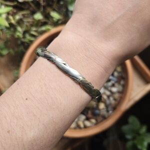 Vintage Mexican Alpaca Dainty Silver Braided Twist Bangle Bracelet